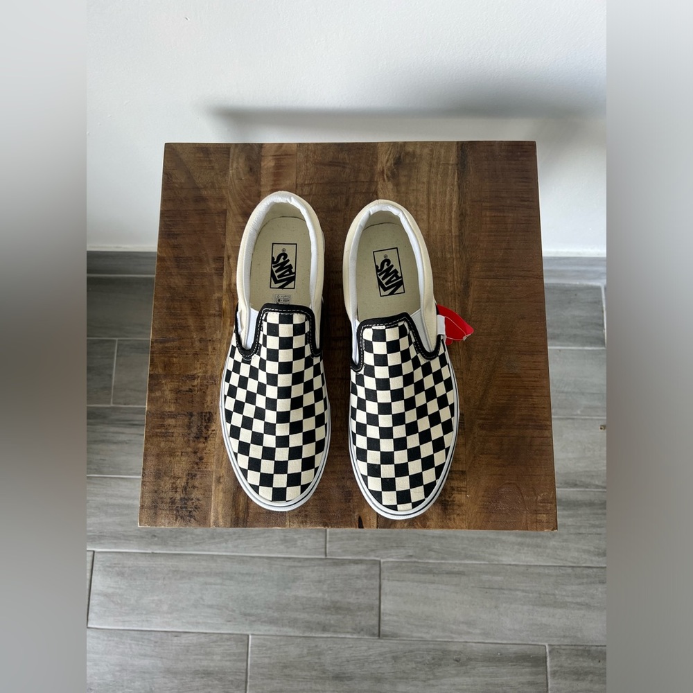 Vans Checkerboard Slip-On Sneakers in Black & White